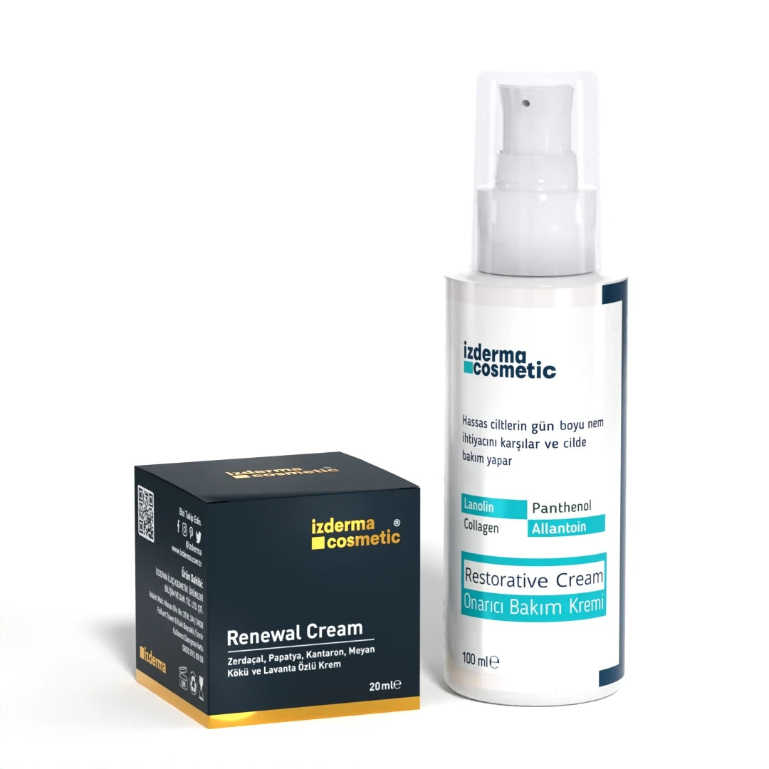 İzderma Renewal Cream ve Cilt Onarıcı Bakım Kremi 2'li Avantajlı Paket