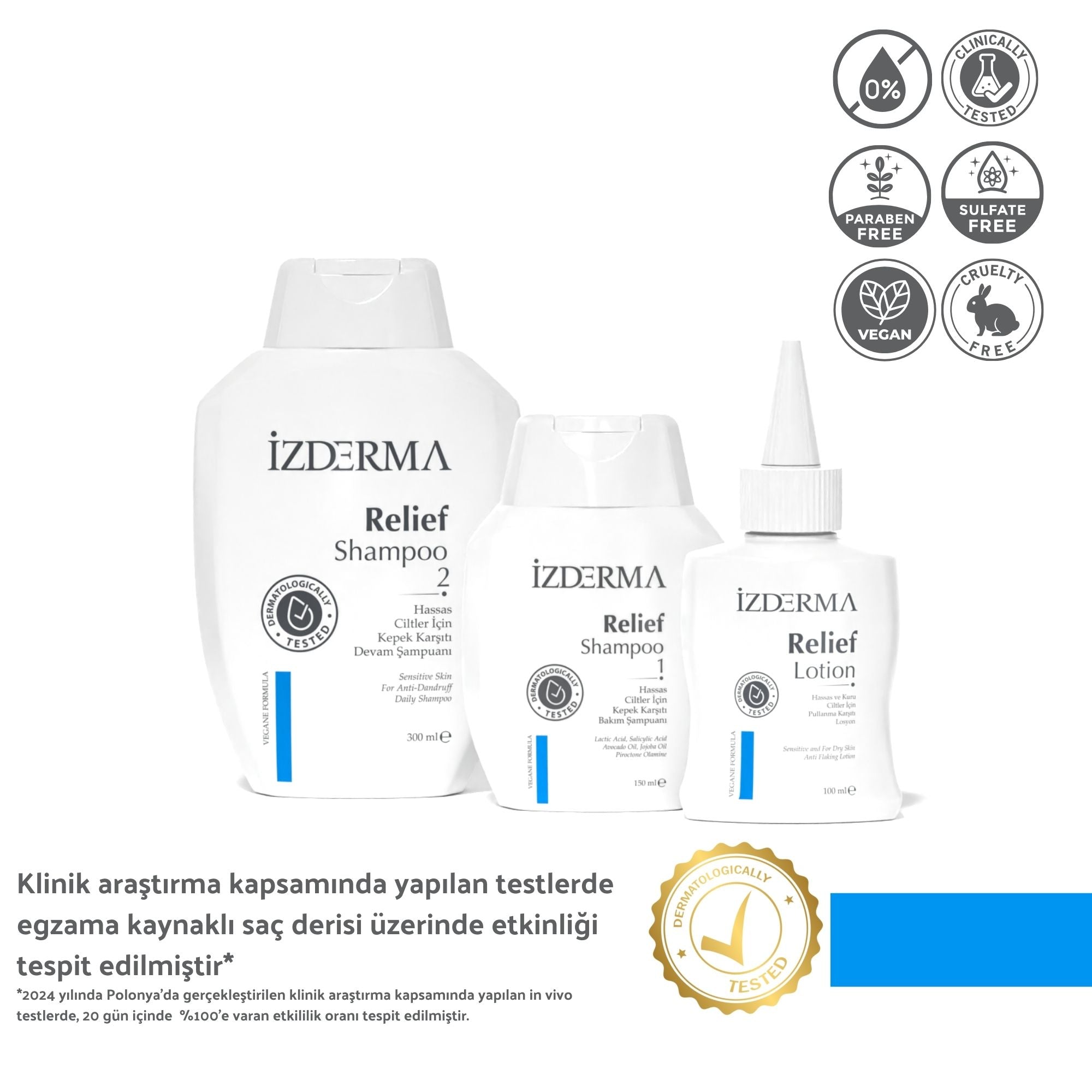 Relief Kepek, Kızarıklık, Kaşıntı Ve Pullanma Karşıtı 3'lü Set